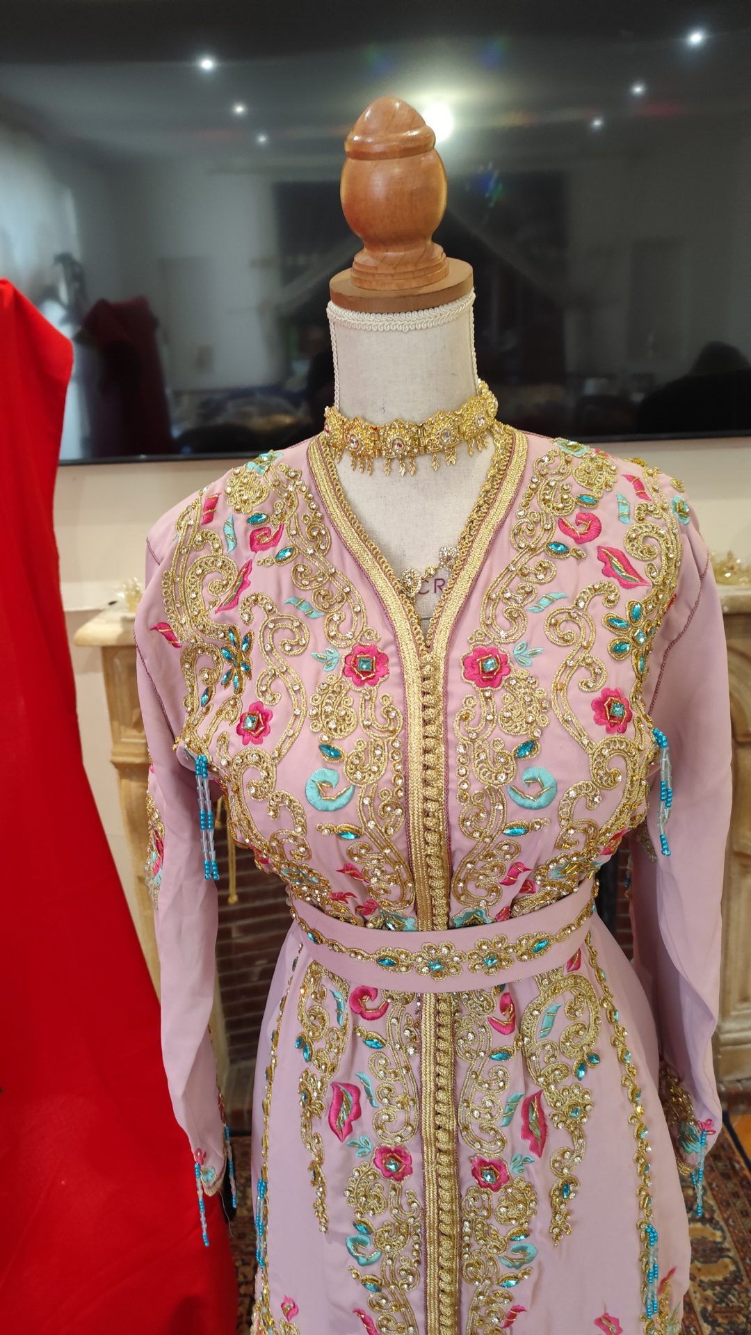 caftan marocain neuf doublé avec ceinture – Image 2